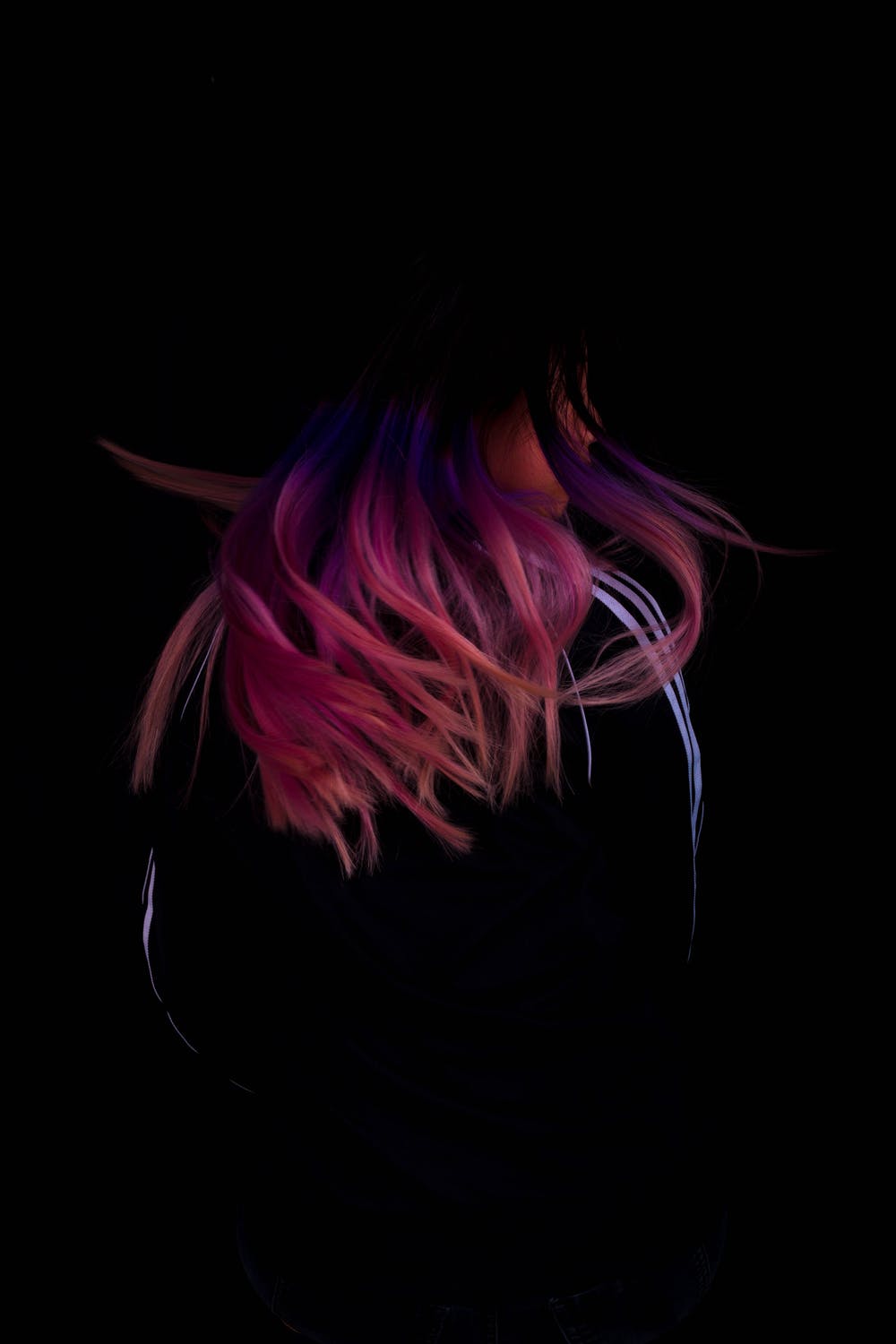 Color hair on black background